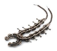 Navajo Silver and Turquoise Squash Blossom Necklace