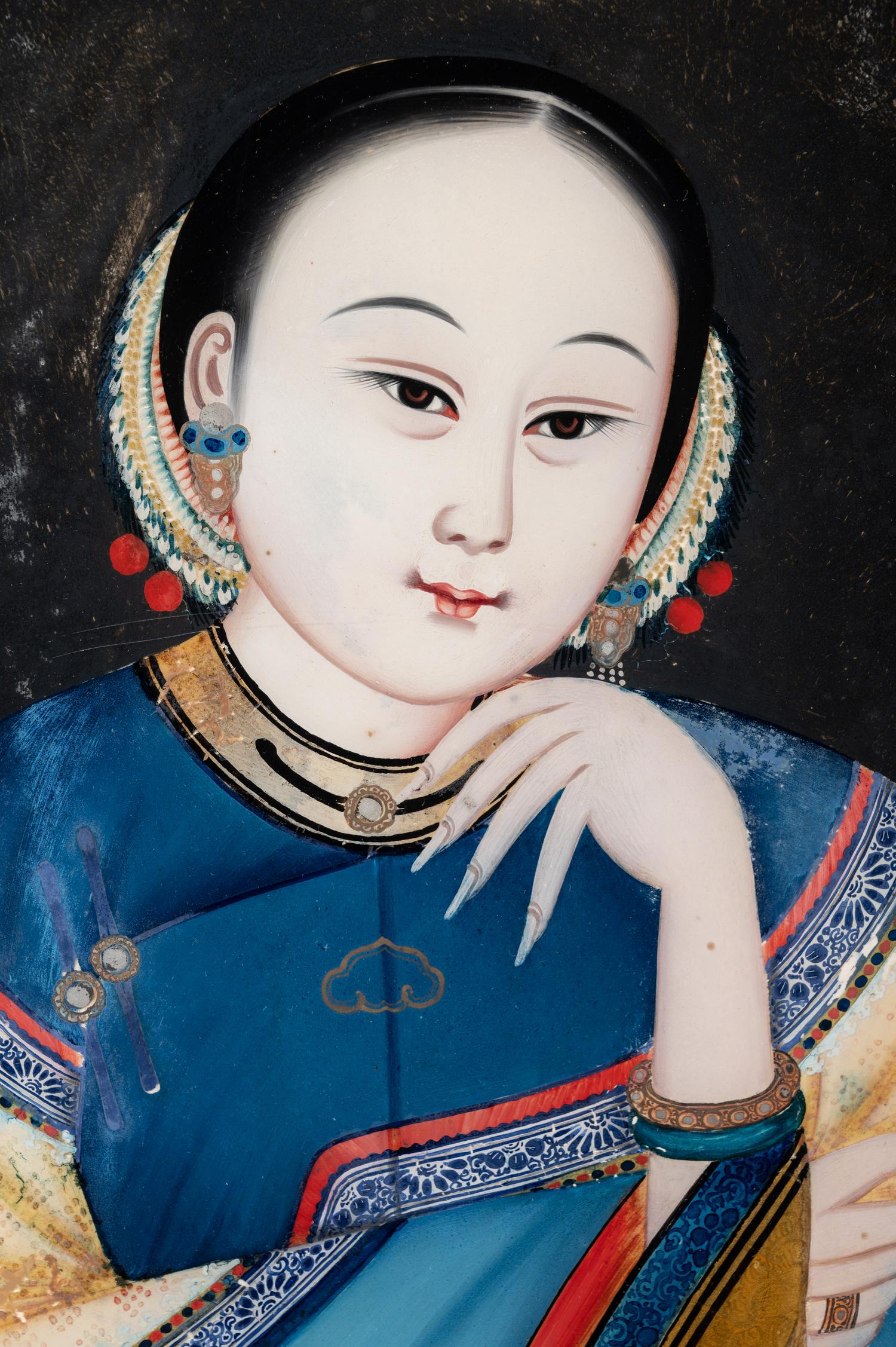 Two Chinese Export Reverse Glass Paintings