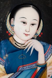 Two Chinese Export Reverse Glass Paintings