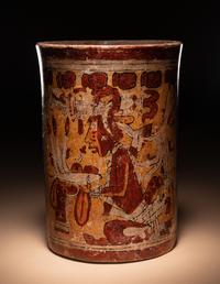 A Maya Polychrome Cylinder Vessel