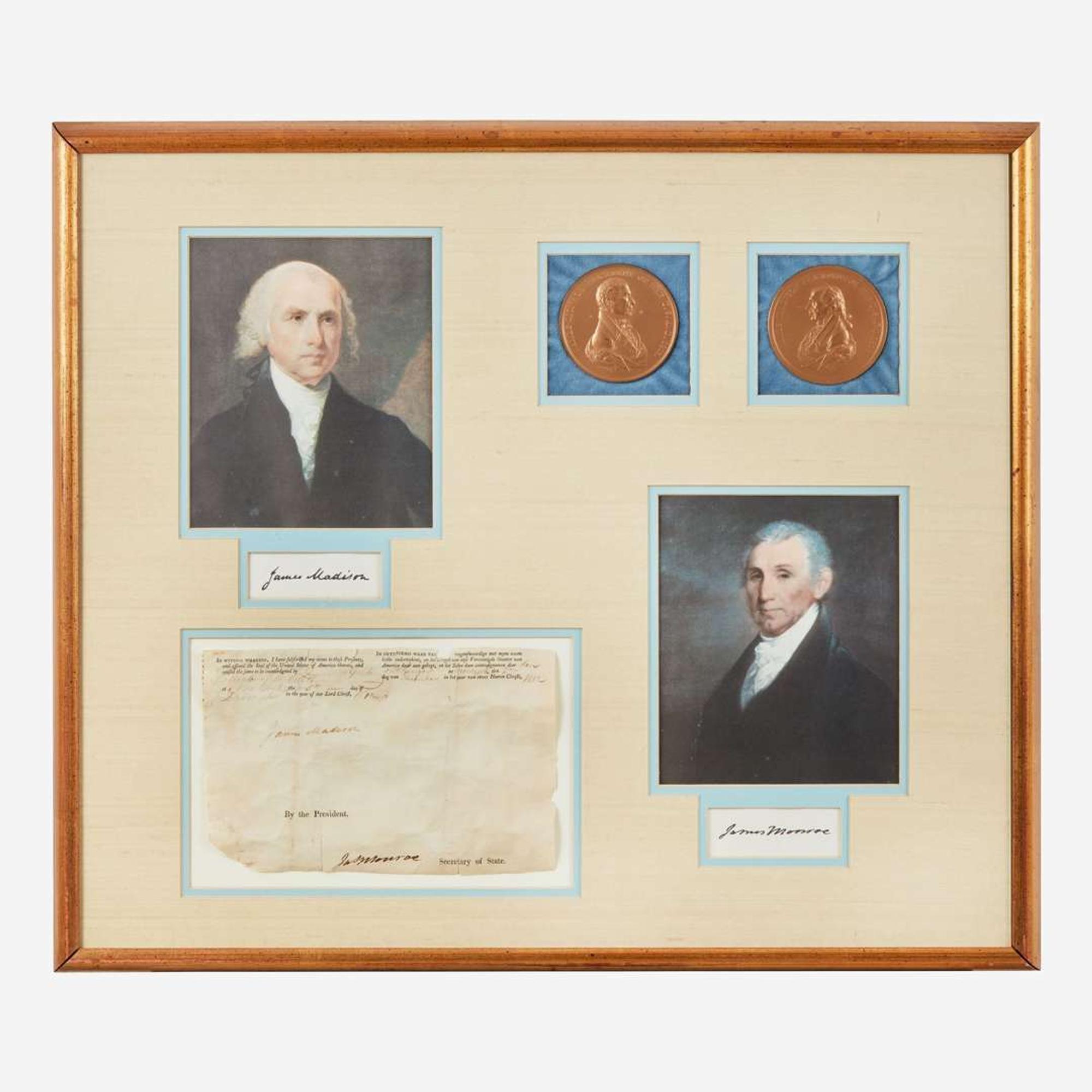 [Presidential] Madison, James, and James Monroe Partial Ship's Passport, signed