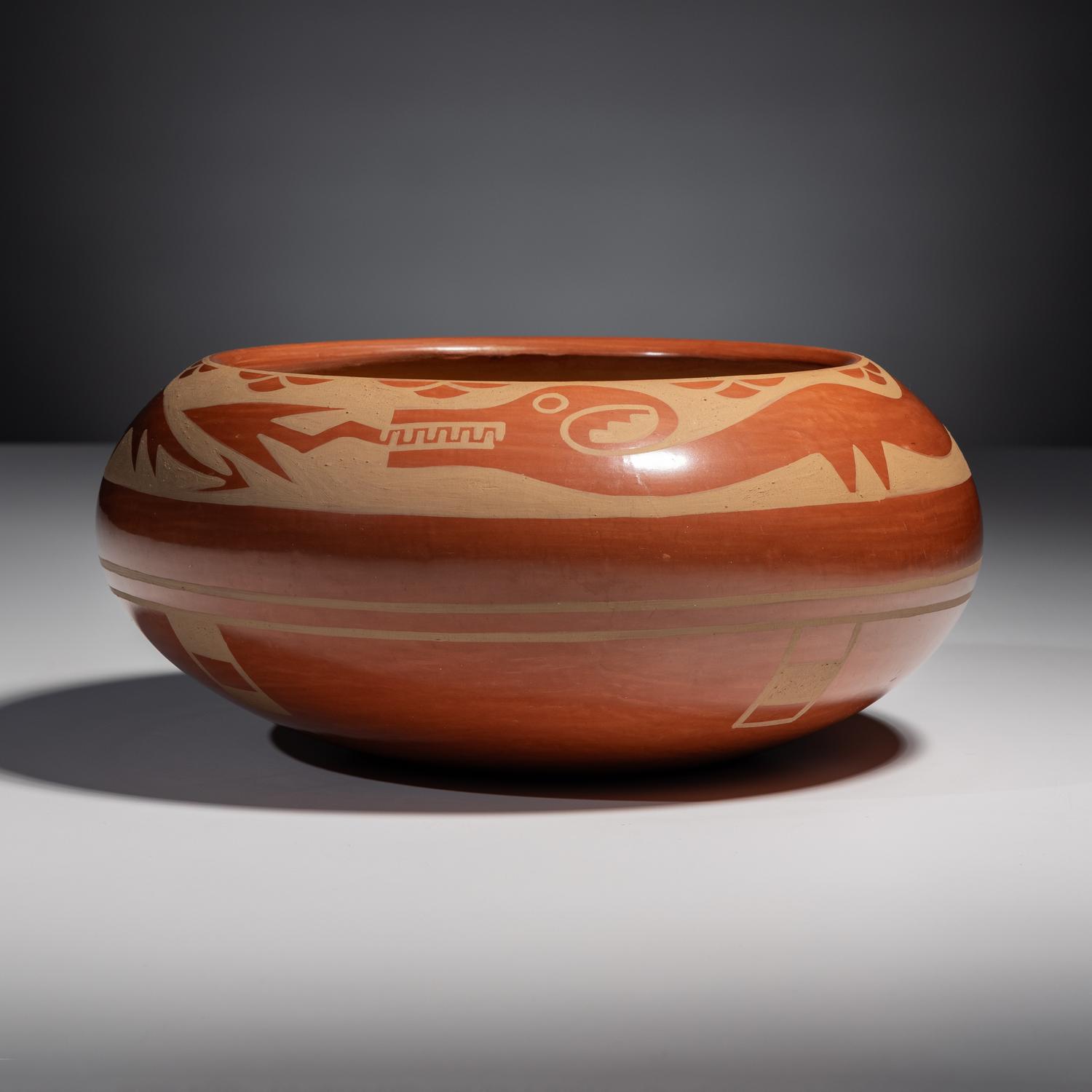 Redware Pottery Bowl, with Avanyu