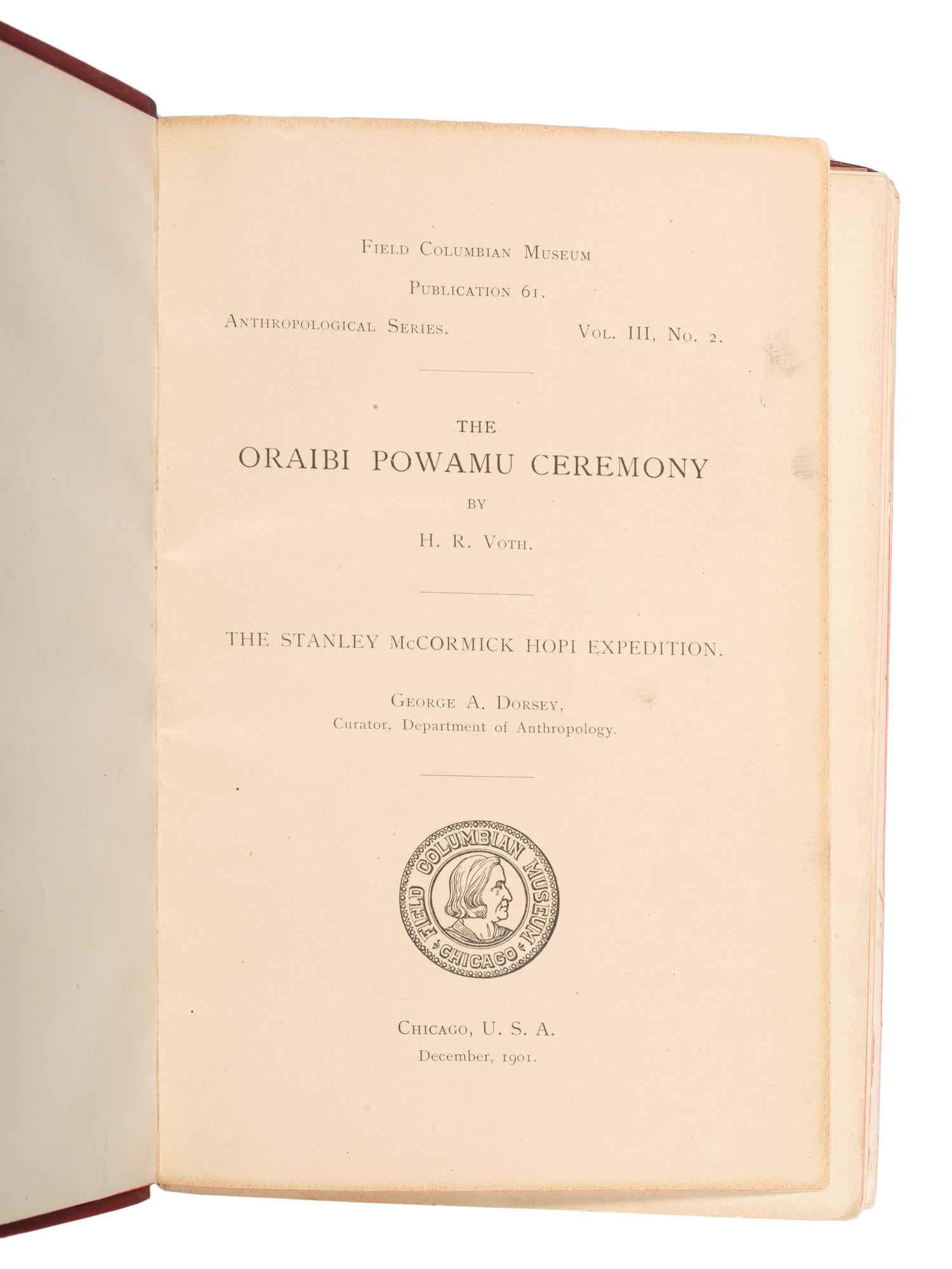 [HARVEY, Fred, his copies]. VOTH, Heinrich Richert (1855-1931). A group of four ethnographic works, comprising: