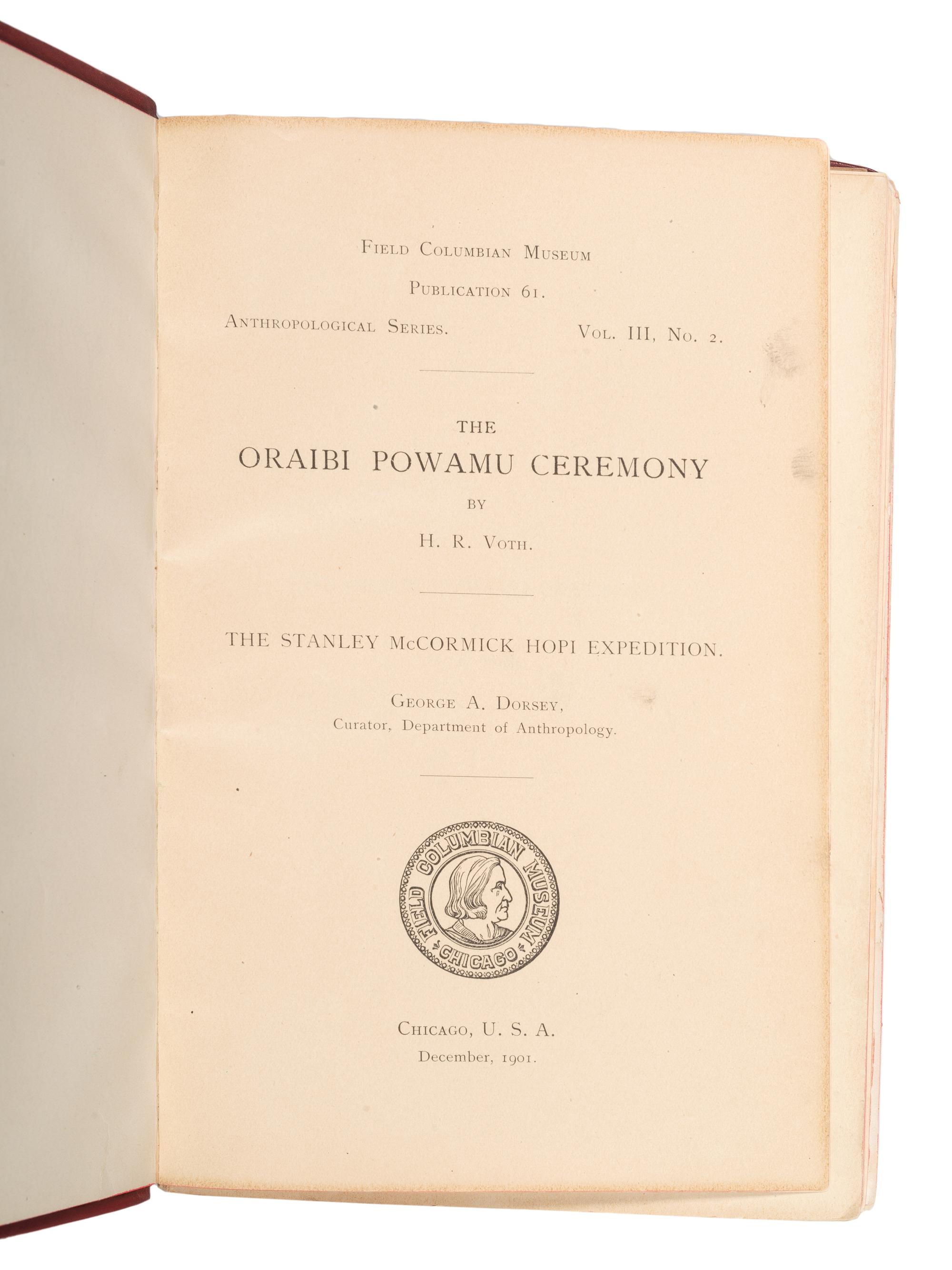 [HARVEY, Fred, his copies]. VOTH, Heinrich Richert (1855-1931). A group of four ethnographic works, comprising: