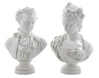 A Pair of Vion & Baury Porcelain Busts Height of tallest 16 1/4 inches. — 19TH/20TH CENTURY