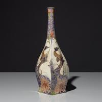Eggshell porcelain vase with polychrome seahorse decor, model 89
