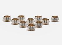 A set of ten Aesthetic Movement sterling silver salt cellars, Tiffany & Co., New York, NY, circa 1880