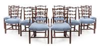A Set of Ten Chippendale Style Mahogany Dining Chairs Height 37 inches overall. — MID-20TH CENTURY