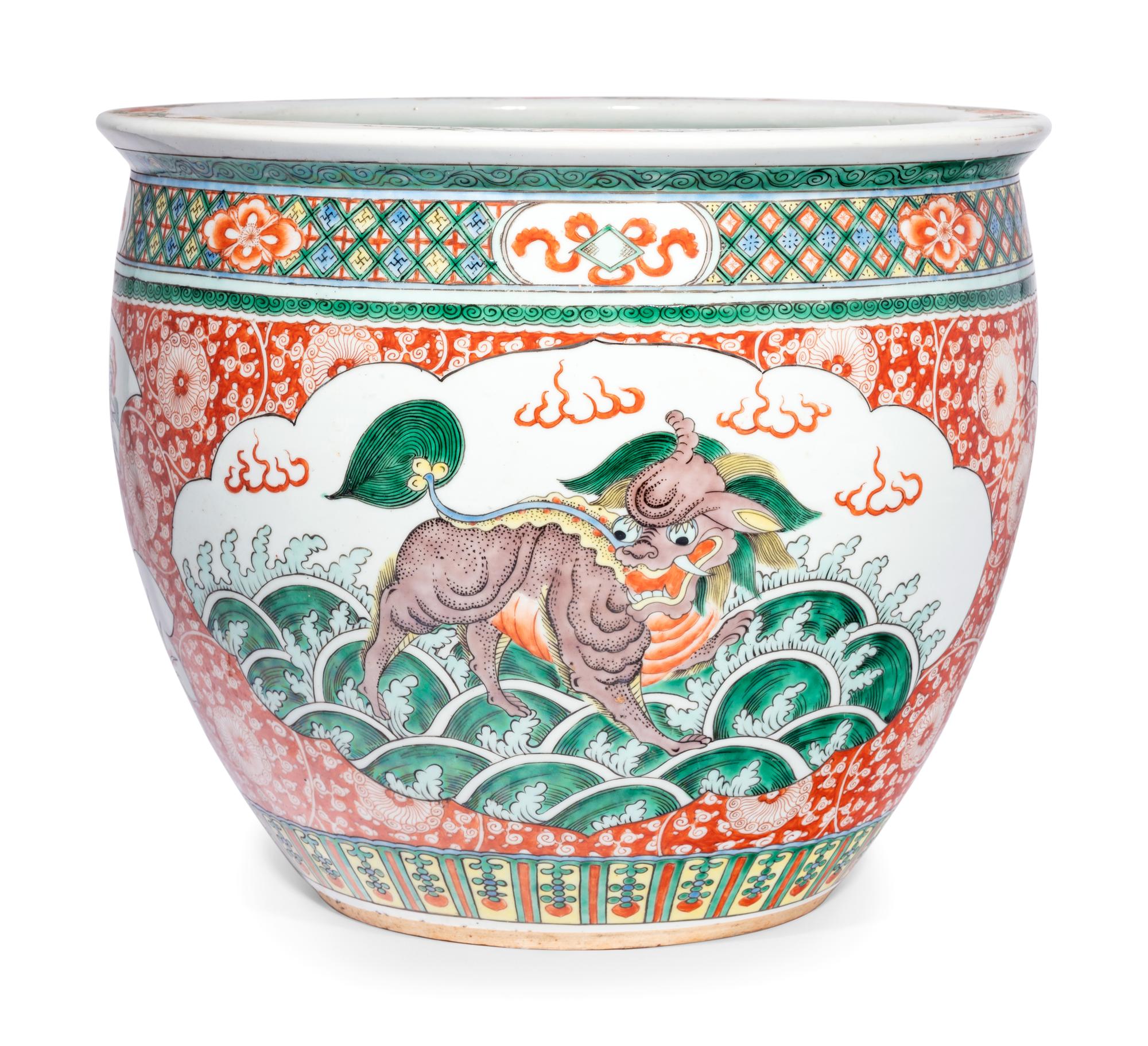 A Chinese Famille Verte Fish Bowl