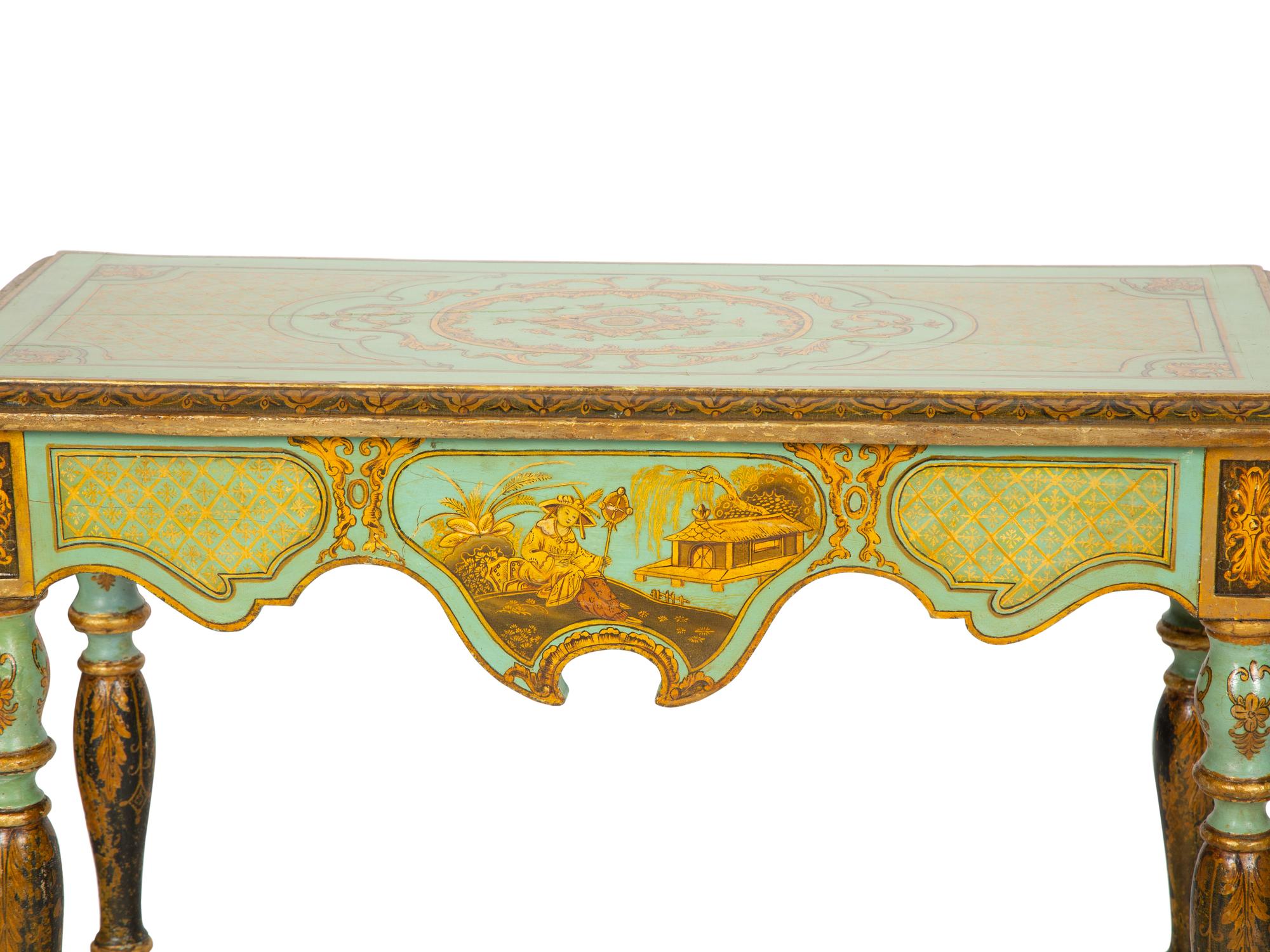 A Pair of Chinoiserie-Decorated Painted Pier Tables