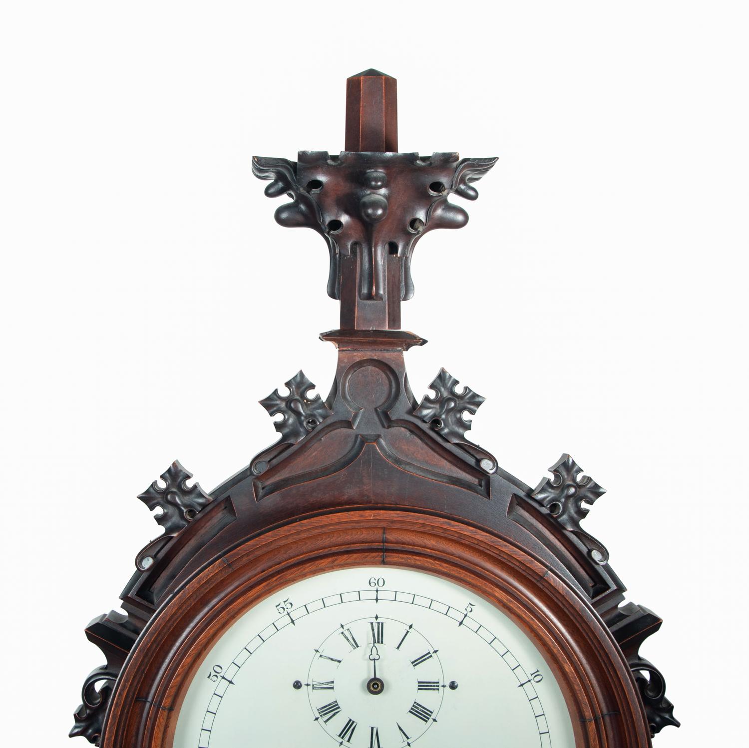 A Gothic Revival Carved Mahogany Tall Case No. 24 Astronomical Regulator