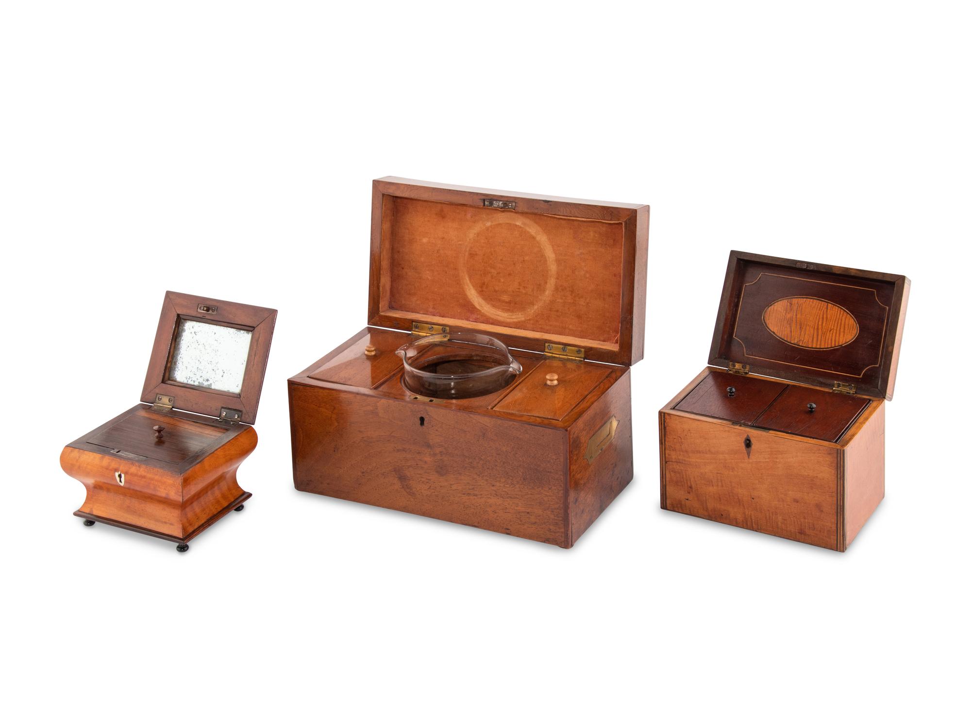 A Group of Three English Tea Caddies