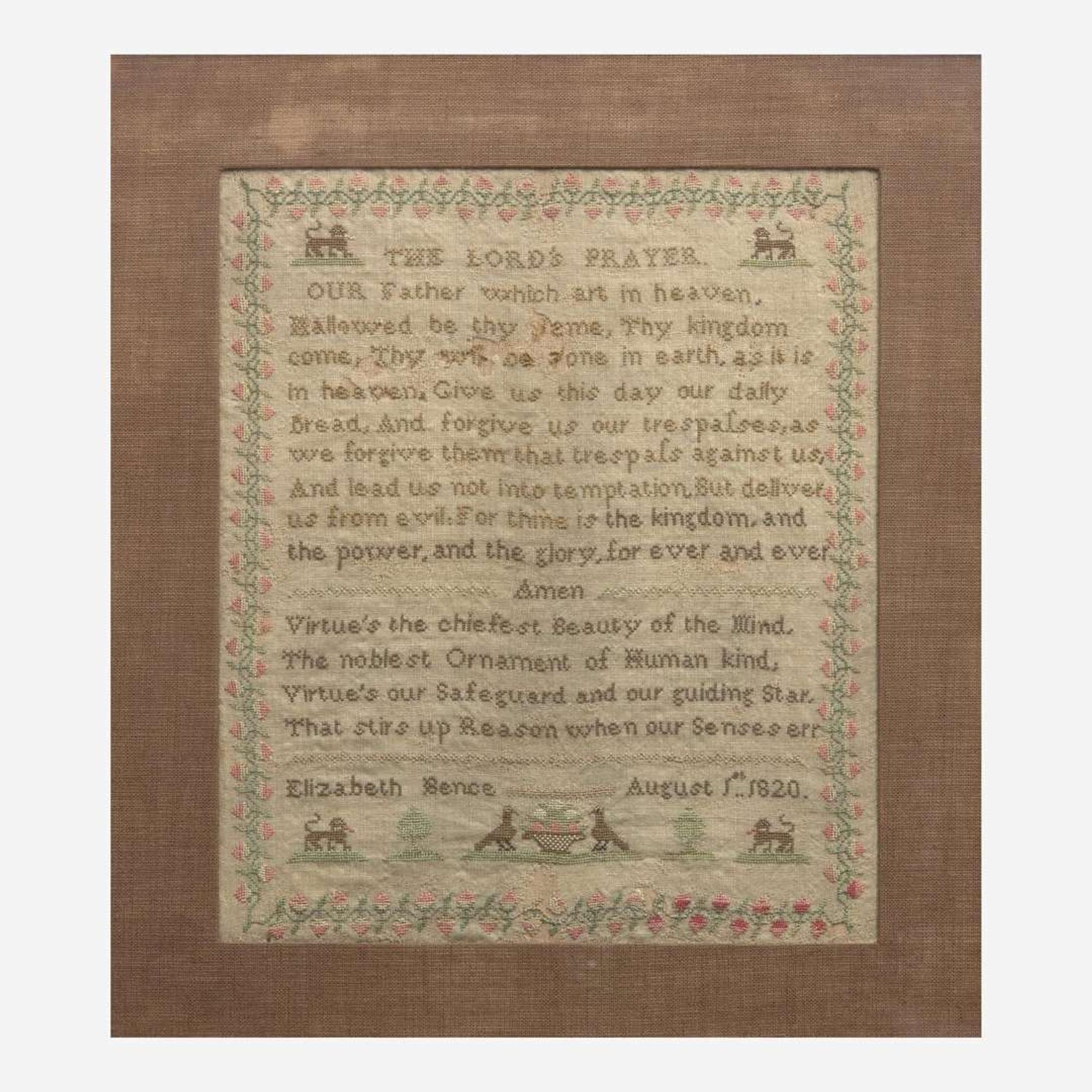 A group of four English needlework samplers early 19th century