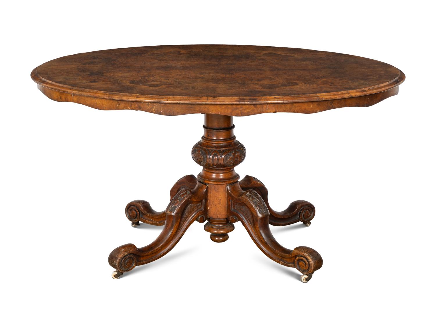 A Victorian Burl Walnut Flip-Top Table