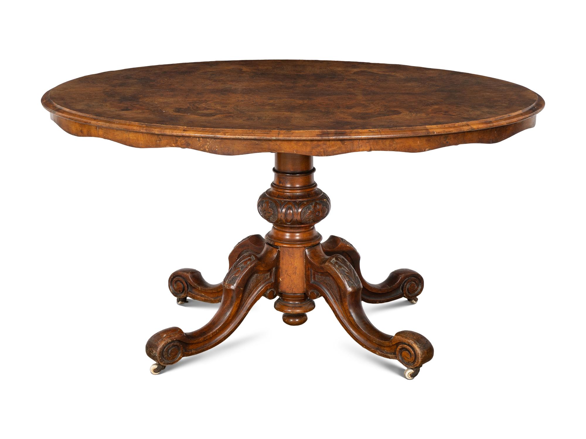 A Victorian Burl Walnut Flip-Top Table