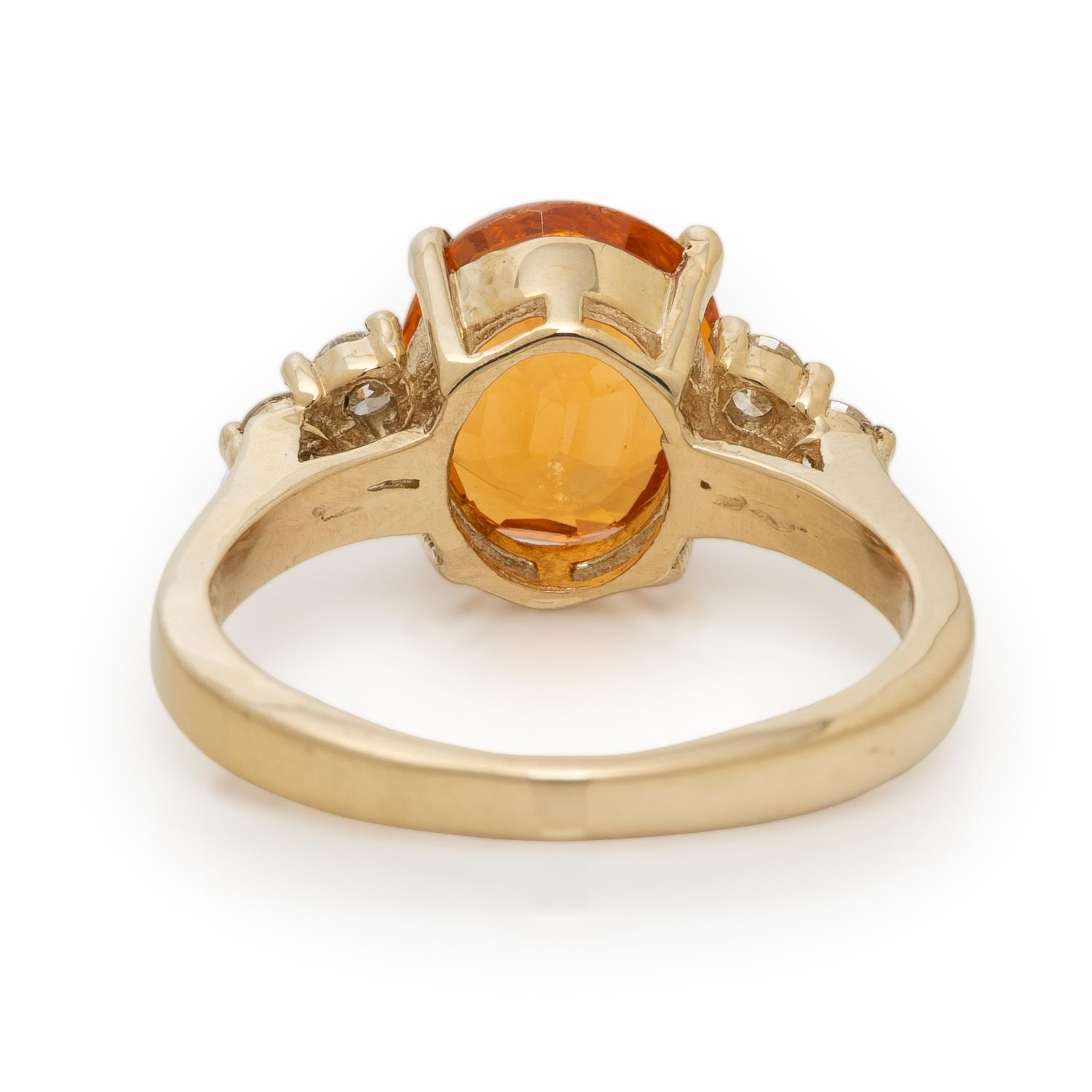 Spessartine Garnet, Diamond, and Yellow Gold Ring