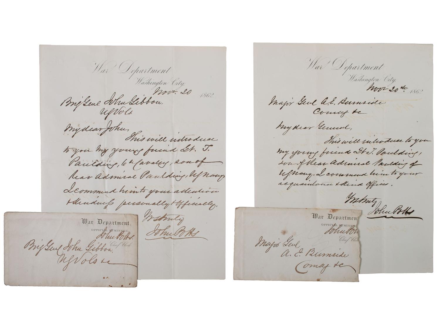 [CIVIL WAR]. War-date letters and diary of Capt. Tattnall Paulding (1840-1907), 6th US Cavalry, POW Battle of Fairfield, incl. Gettysburg Campaign and Libby Prison content.