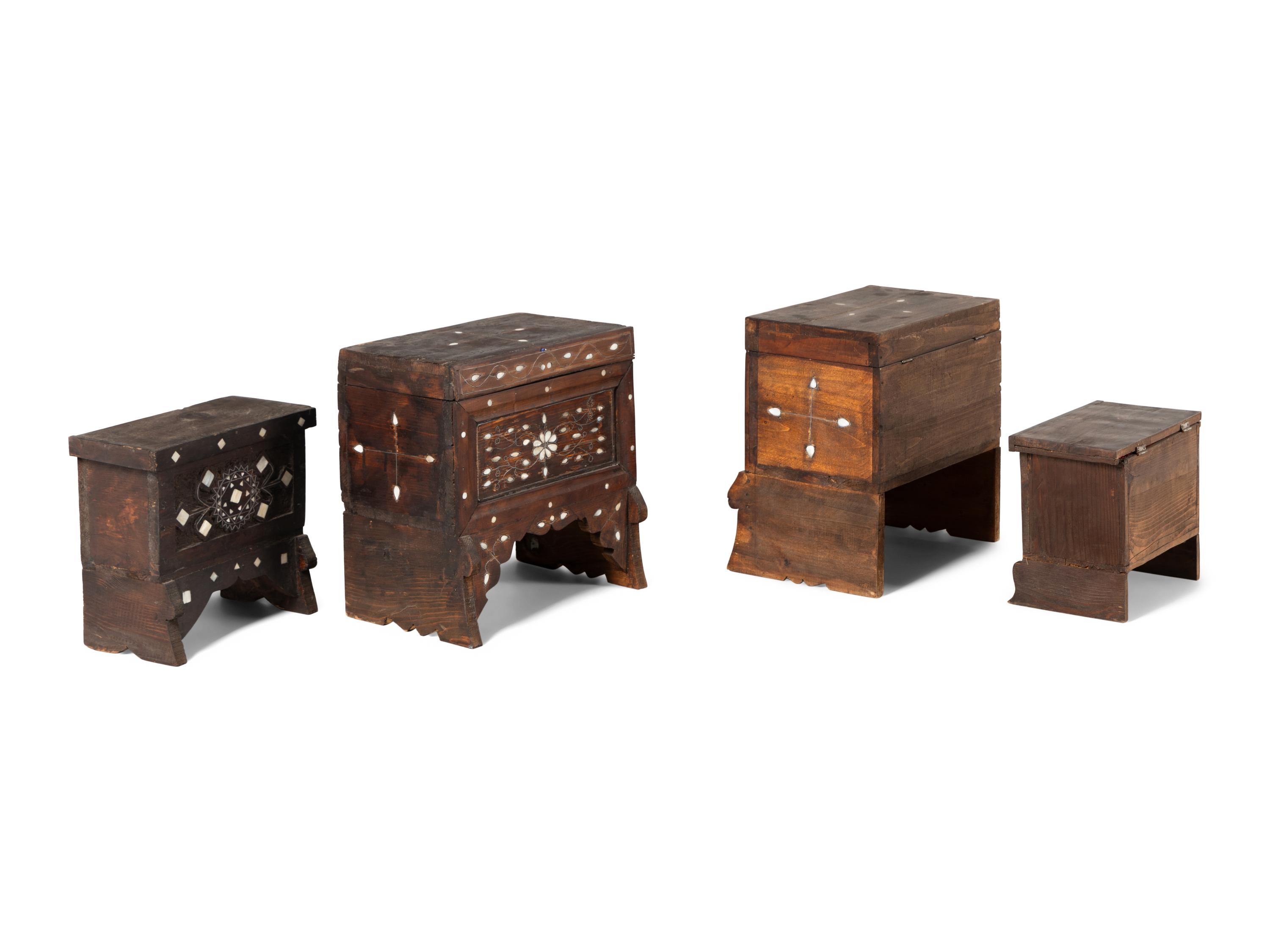 Four Syrian Mother-of-Pearl Inlaid Boxes
