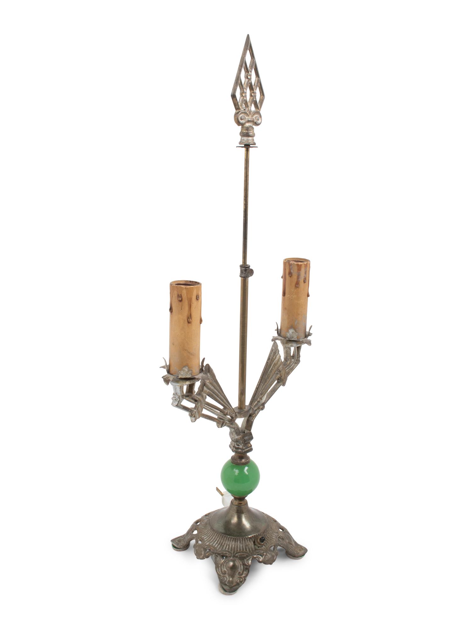 An Art Deco Chromed Metal Lamp with a Mica Shade