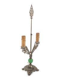 An Art Deco Chromed Metal Lamp with a Mica Shade
