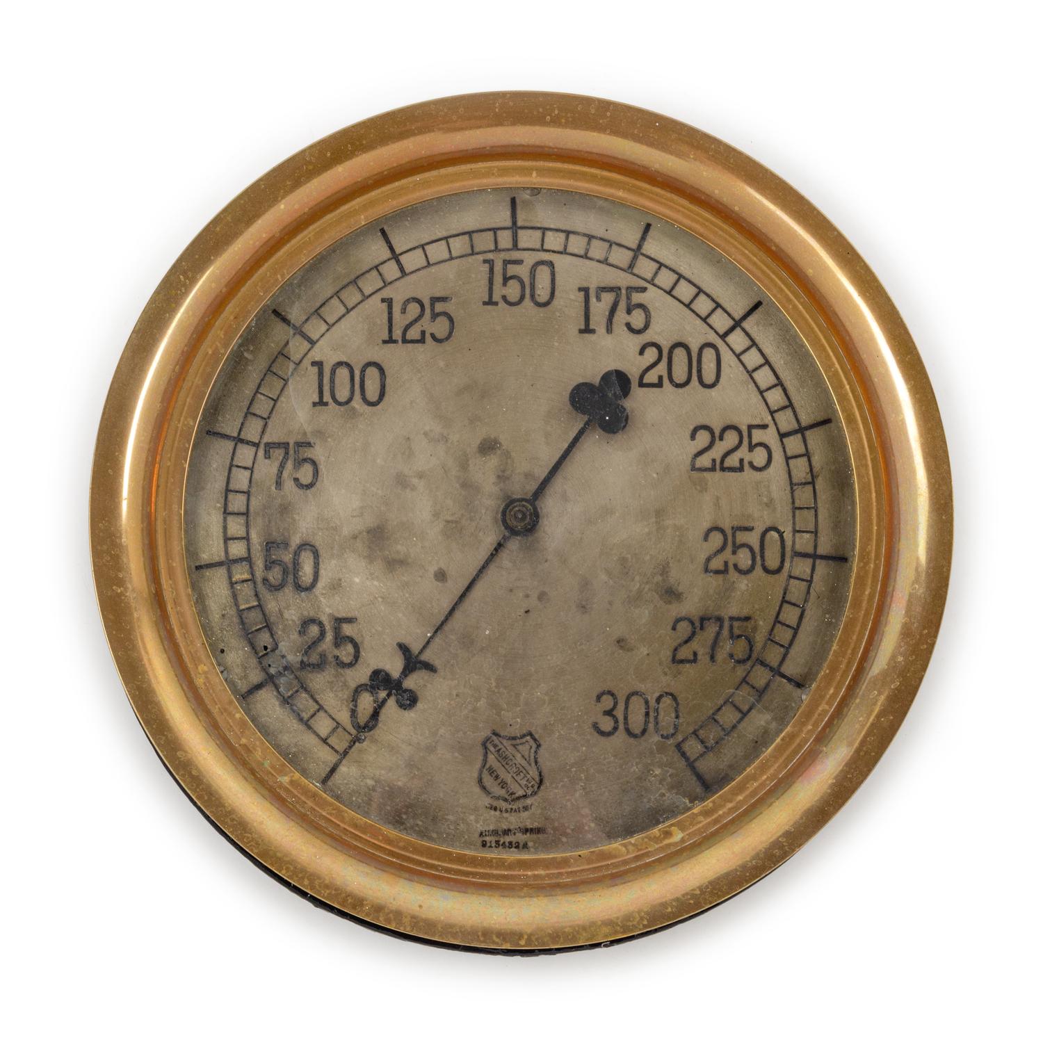 An Ashcroft Mfg. Co. Brass Cased Locomotive Pressure Gauge