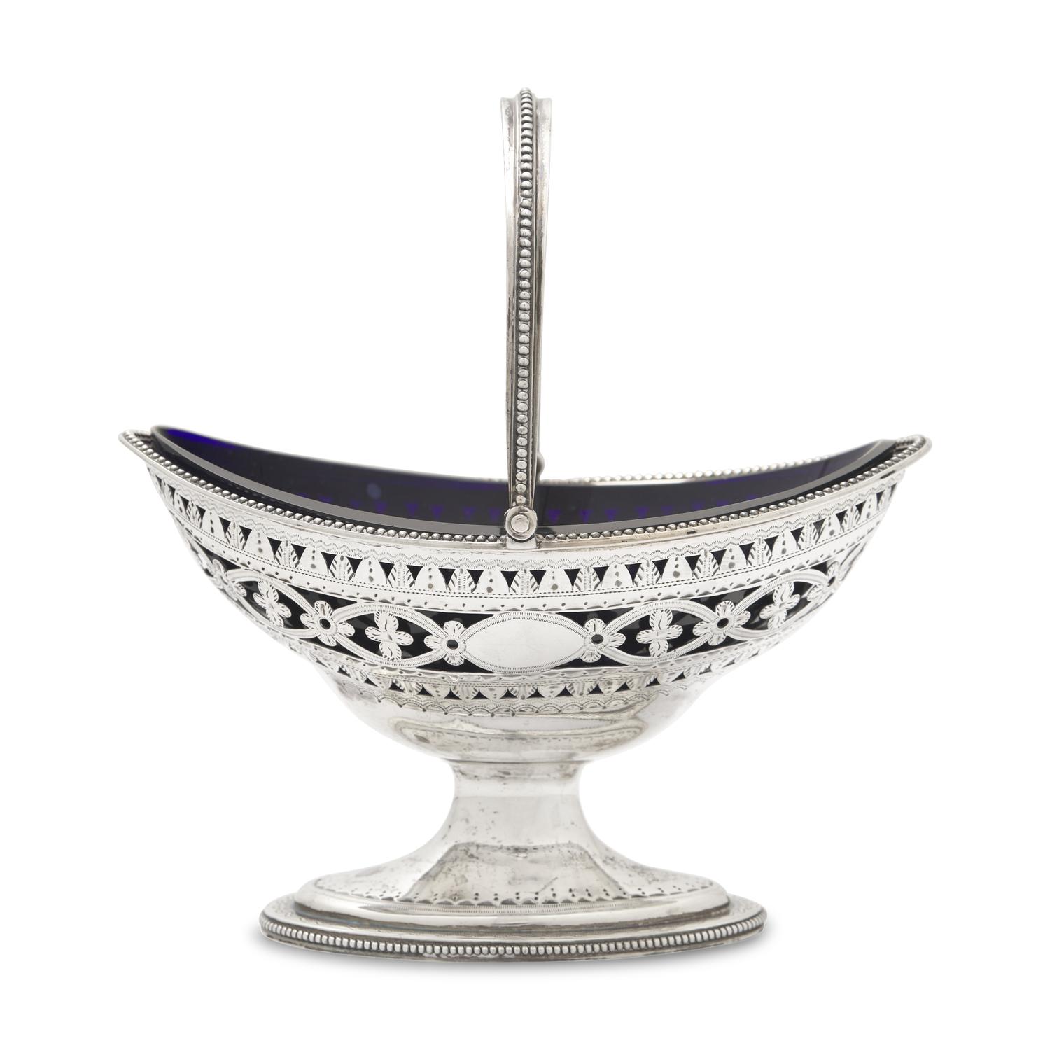 A George III Engraved and Pierced Silver Sugar Basket