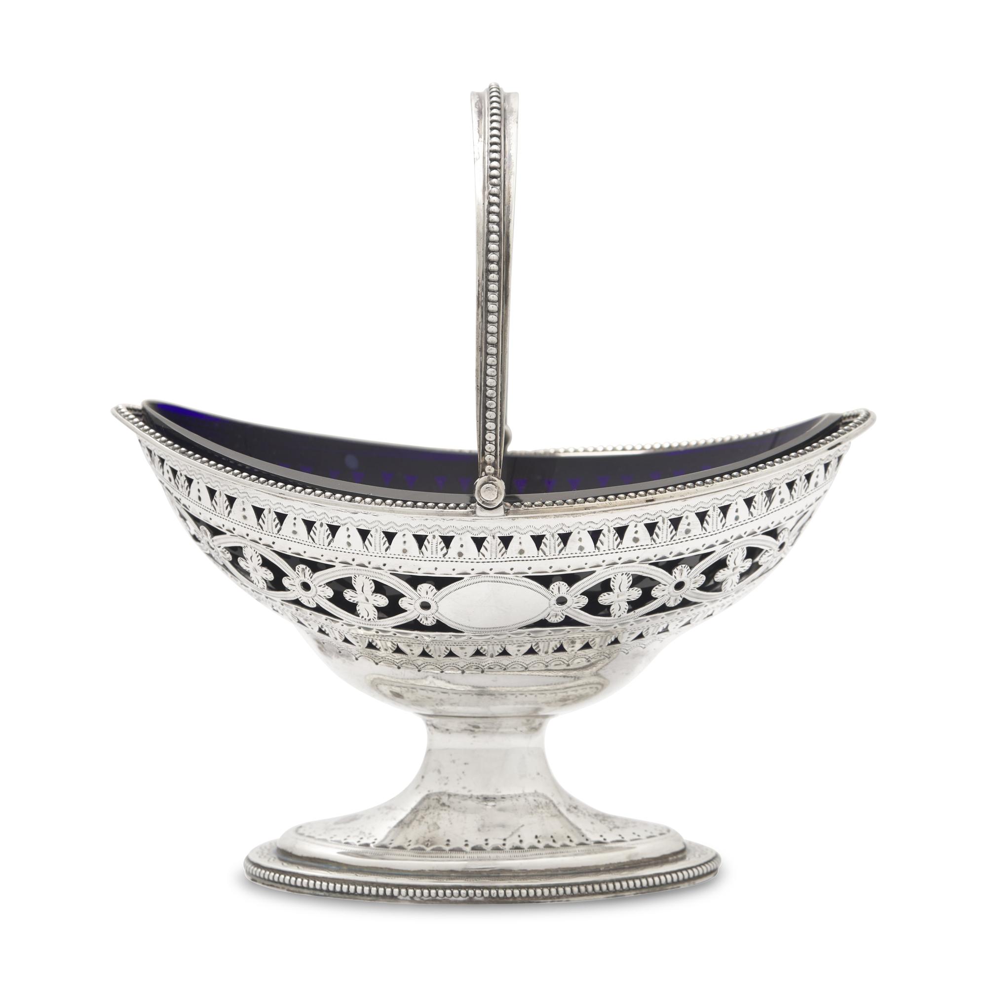 A George III Engraved and Pierced Silver Sugar Basket