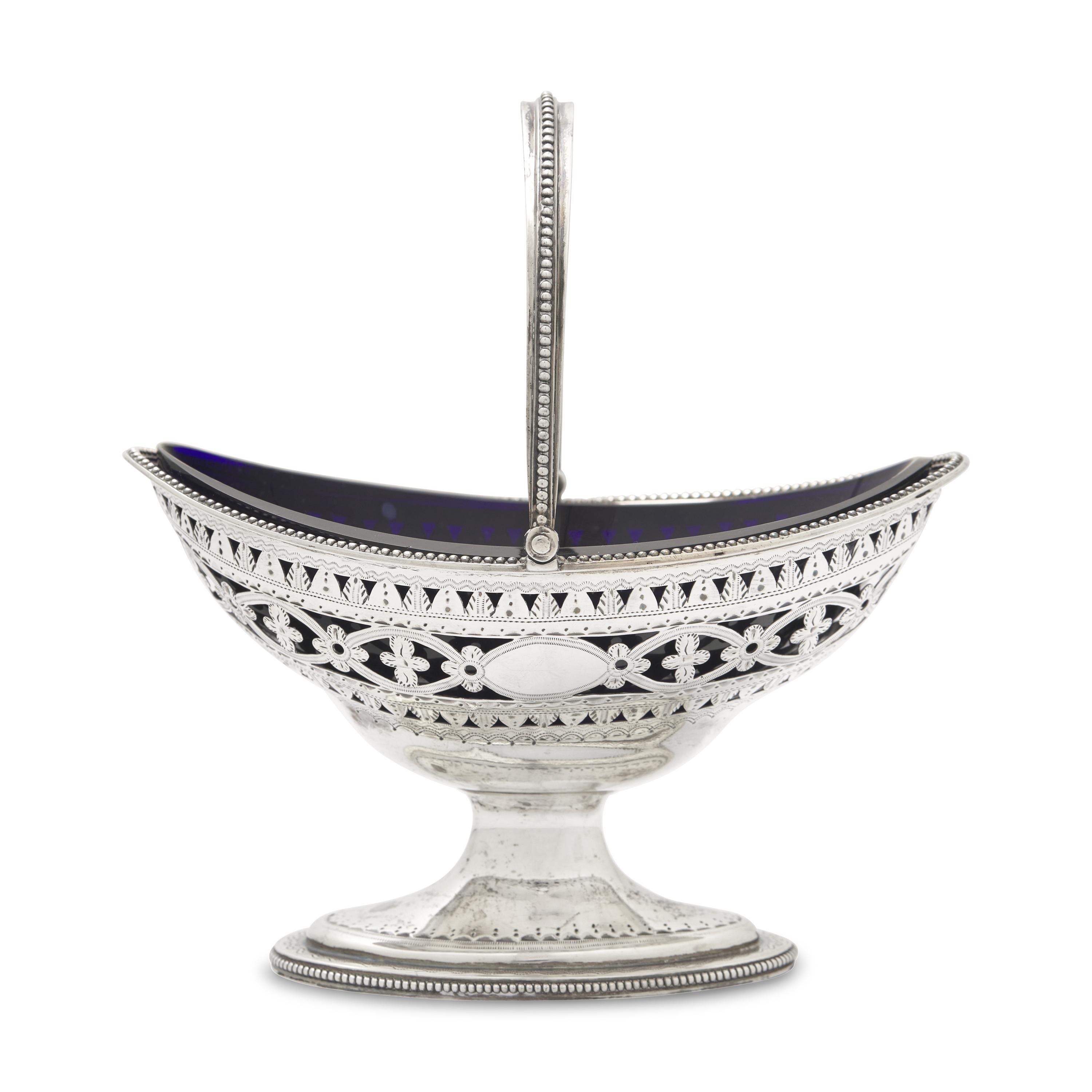 A George III Engraved and Pierced Silver Sugar Basket