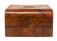 An English Brass Inlaid Burlwood Writing Box Height 6 3/4 x width 12 x depth 9 inches. — 19TH CENTURY