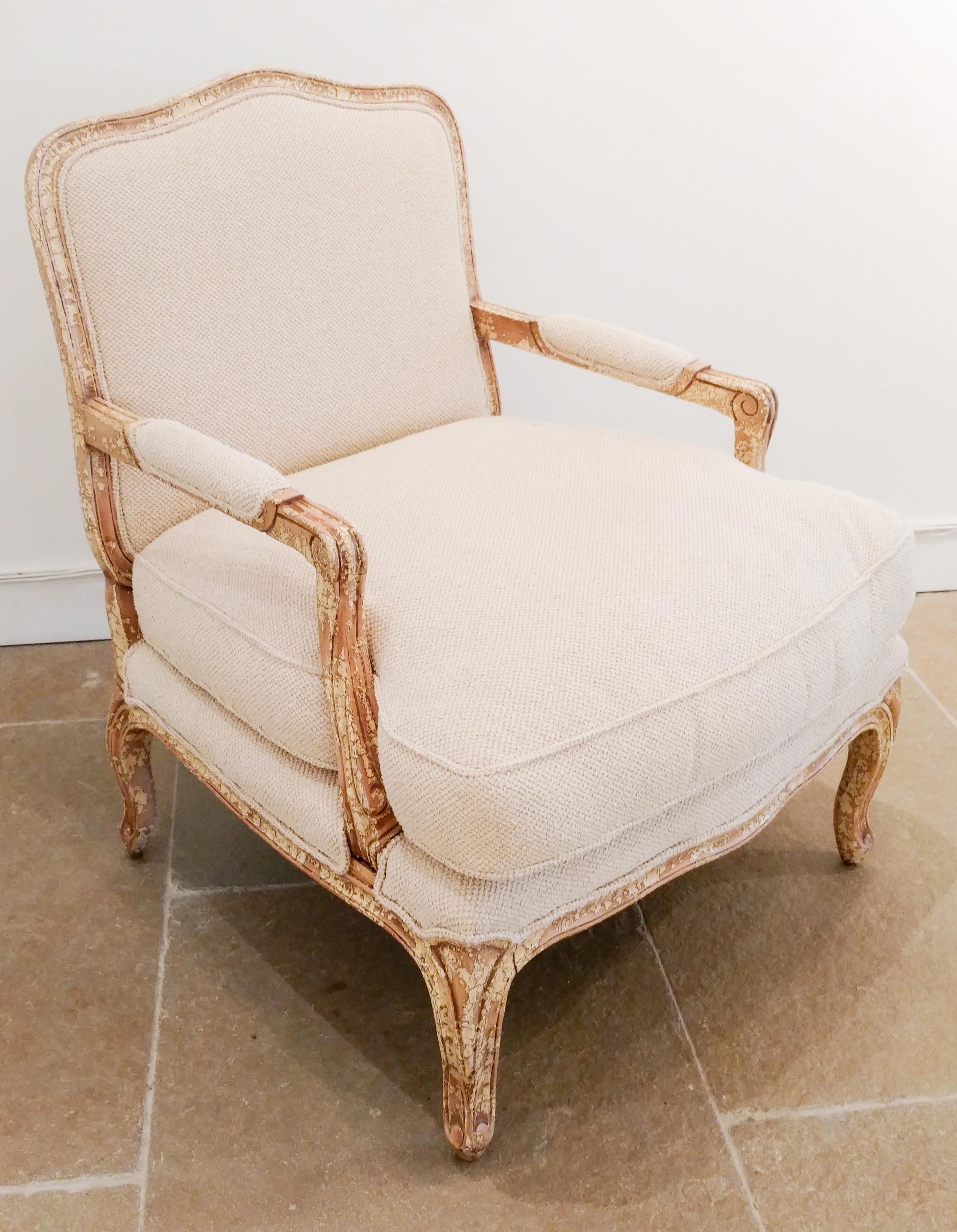 A Pair of Louis XV Side Chairs Height 39 1/2 inches.