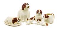 A Group of Six Saint Bernard Table Articles Height of tallest 7 1/2 inches. — QUON-QUON