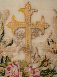 A French Needlework Embroidered Floral Panel