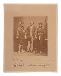 [BRADY, Mathew (ca 1822/1824-1896), photographer]. Albumen photograph of Moses Keokuk and Shawpawcawcaugh with white interpreter. [Topeka, KS, ca 1864].