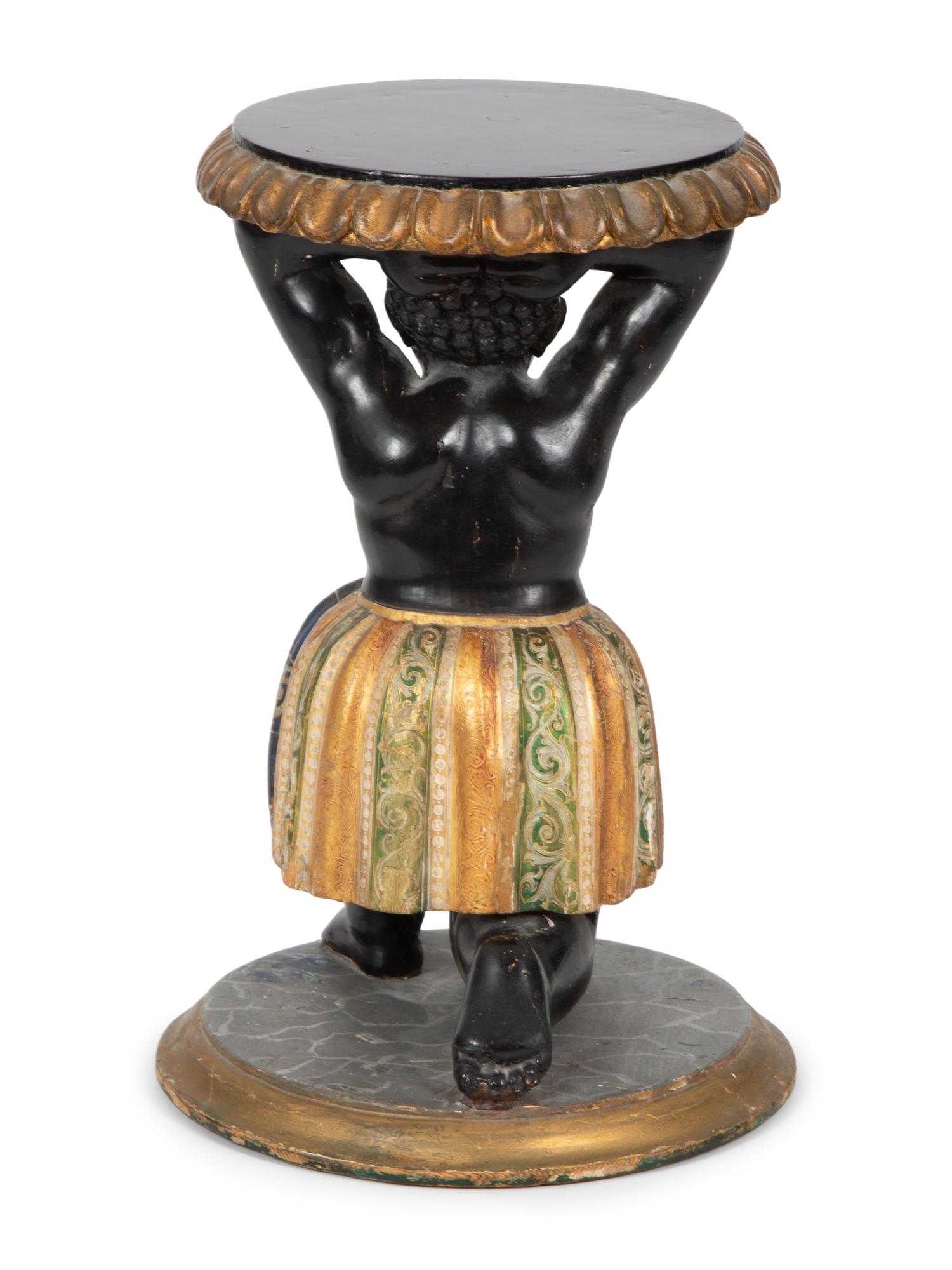 An Italian Polychrome and Gilt Figural Taboret