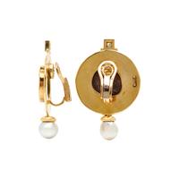 ELIZABETH GAGE, YELLOW GOLD, DIAMOND AND CULTURED PEARL CLIP EARRINGS