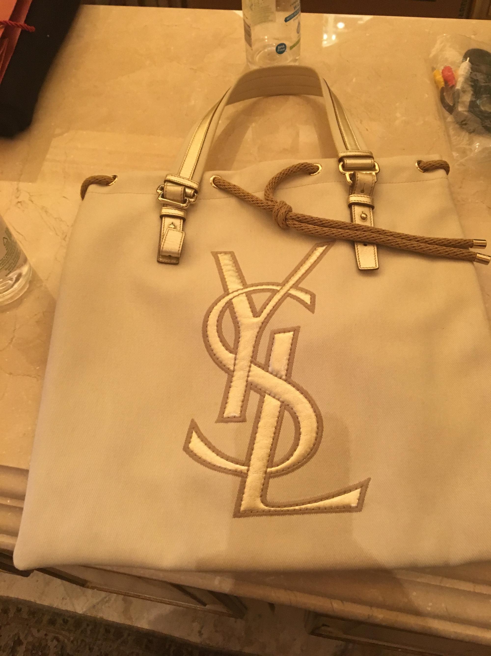 Yves Saint Laurent Cream Canvas Tote, 1990-2000s