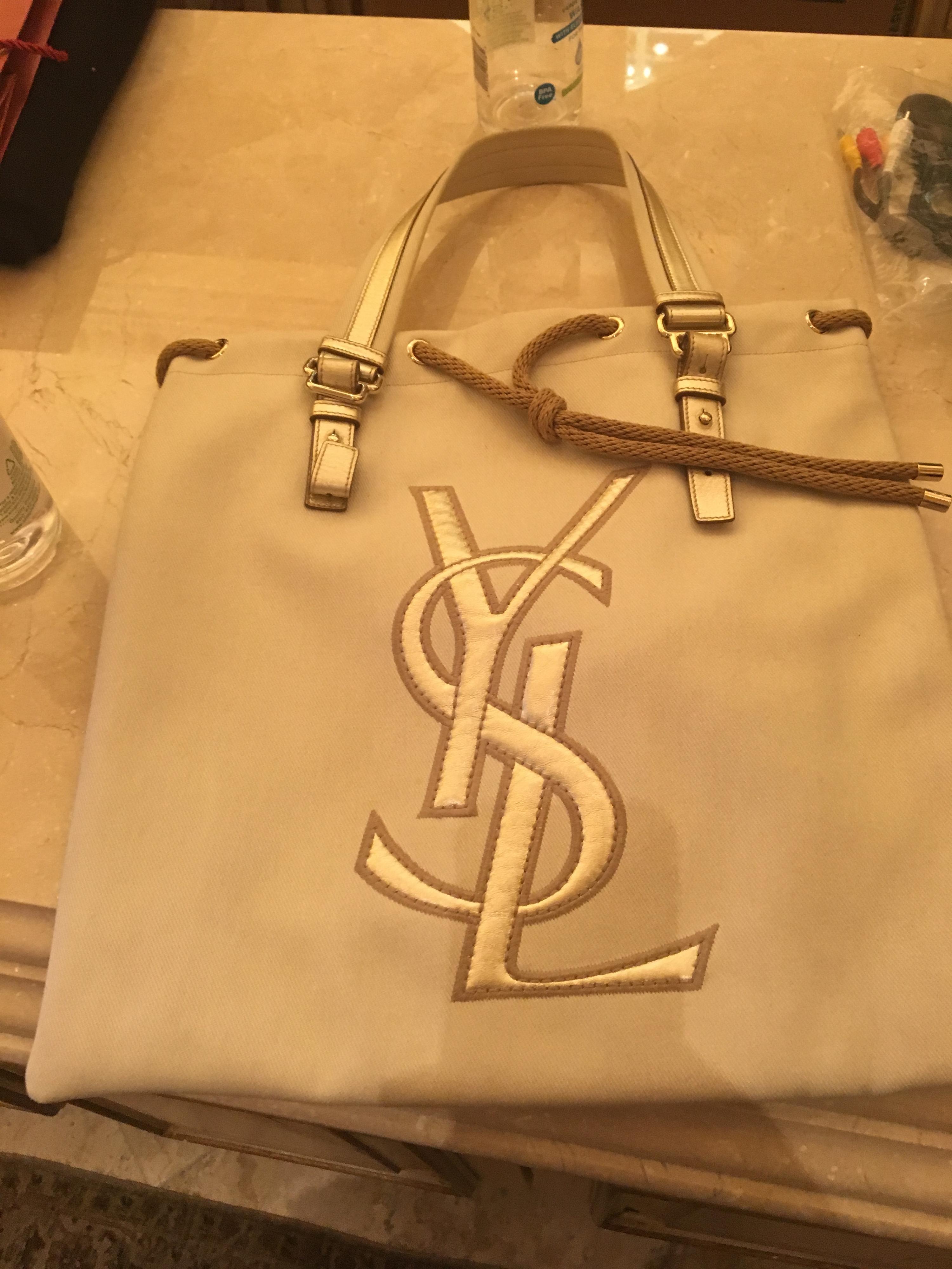 Yves Saint Laurent Cream Canvas Tote, 1990-2000s