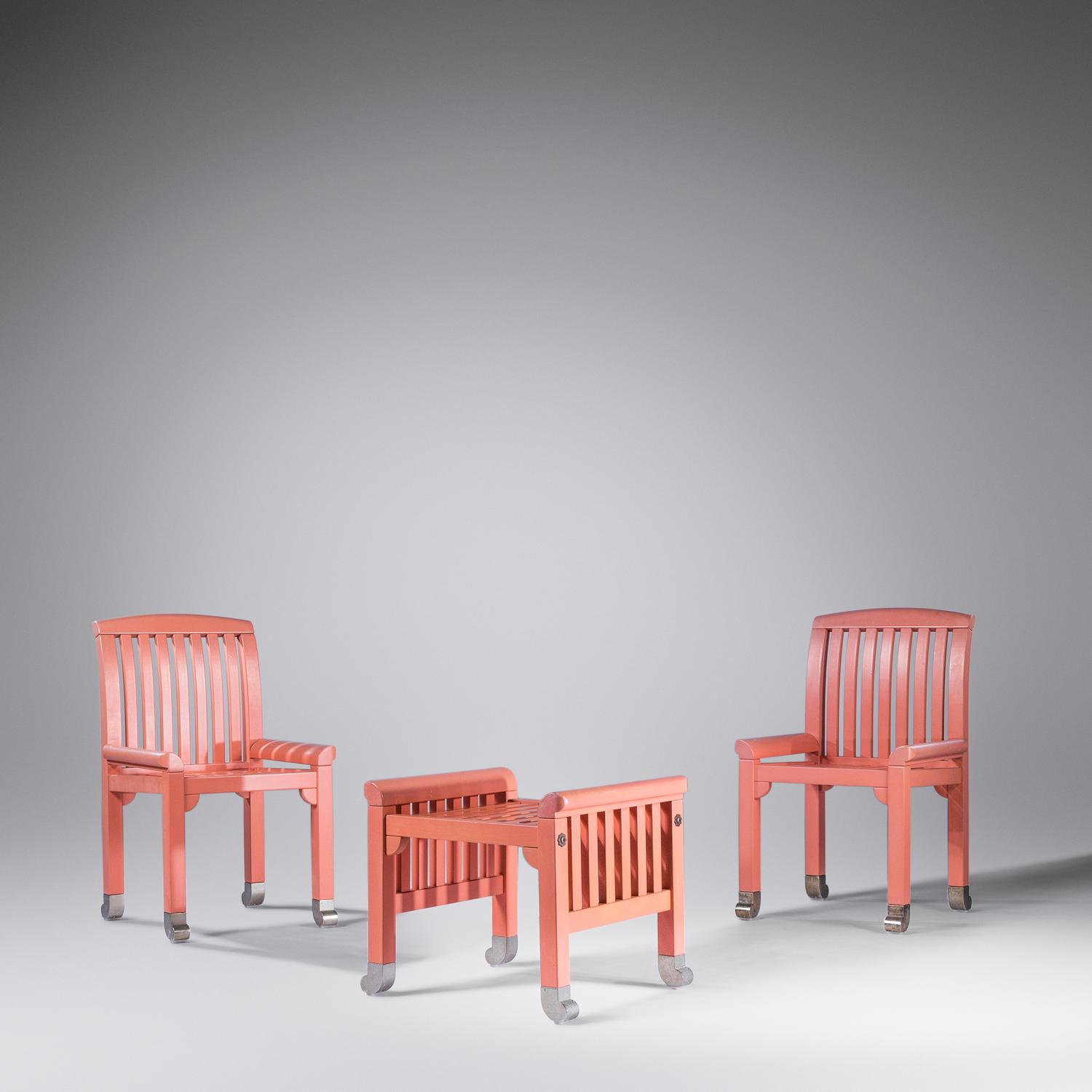 Set of Eight Dining Chairs from the 'Eden' Collection, c. 1970 together with an ottoman Nordiska Kompaniet, Sweden