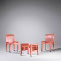 Set of Eight Dining Chairs from the 'Eden' Collection, c. 1970 together with an ottoman Nordiska Kompaniet, Sweden
