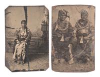 [NATIVE AMERICANS]. A group of 2 tintypes of male and female Mesquakie subjects, incl. Jack Bear of the Nemaha Band.