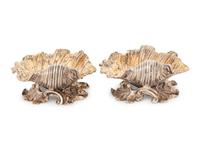 A Pair of William IV Parcel-Gilt Silver Shell-Form Salt Cellars