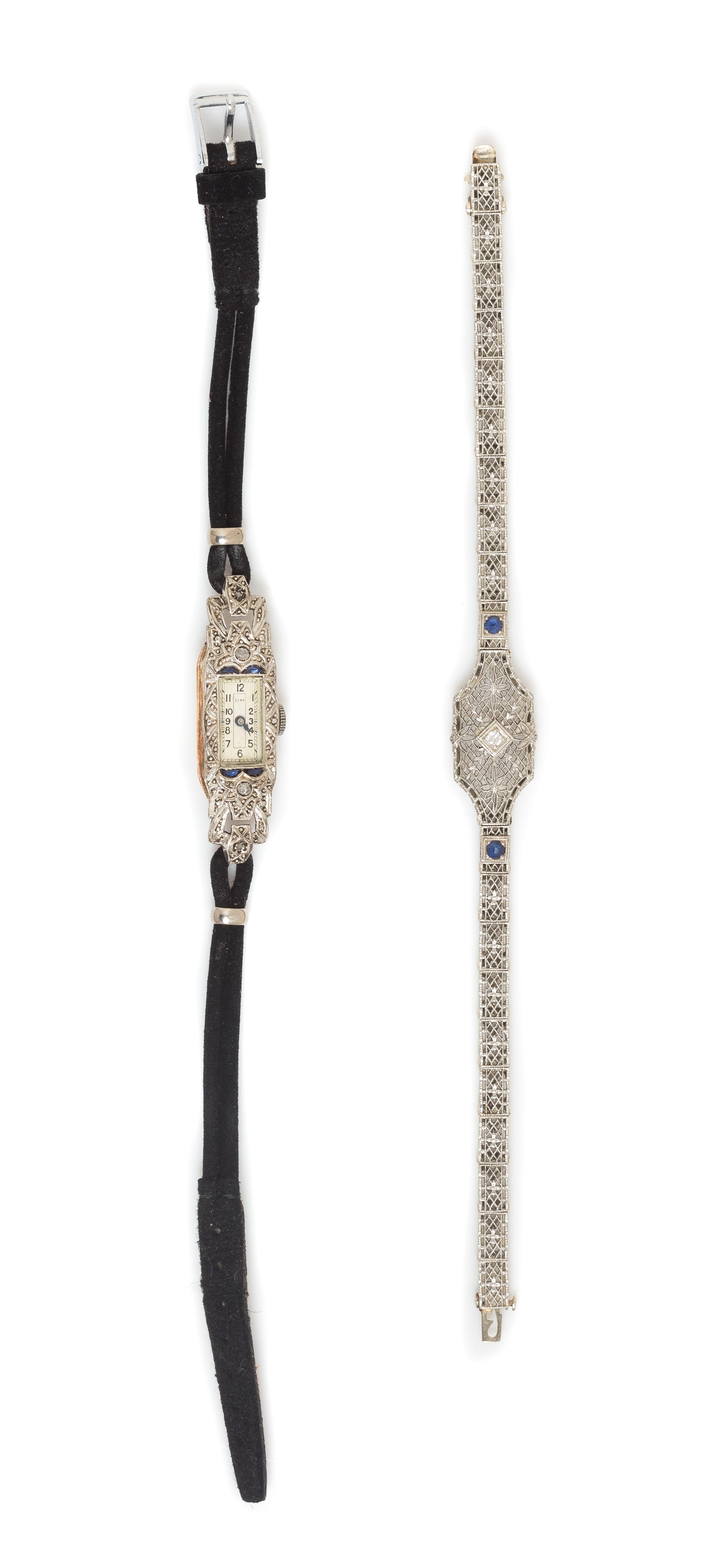 A Collection of Gold, Diamond and Synthetic Sapphire Jewelry, 12.60 dwts.