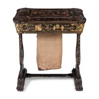 A Chinese Export Lacquer Sewing Table