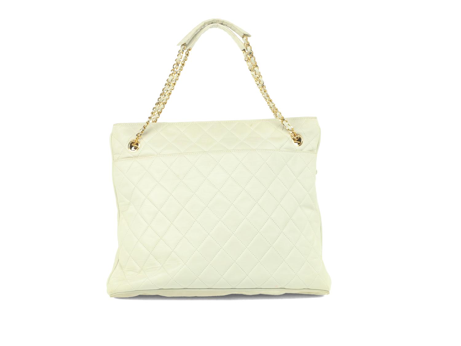 Chanel White Matelassé Tote