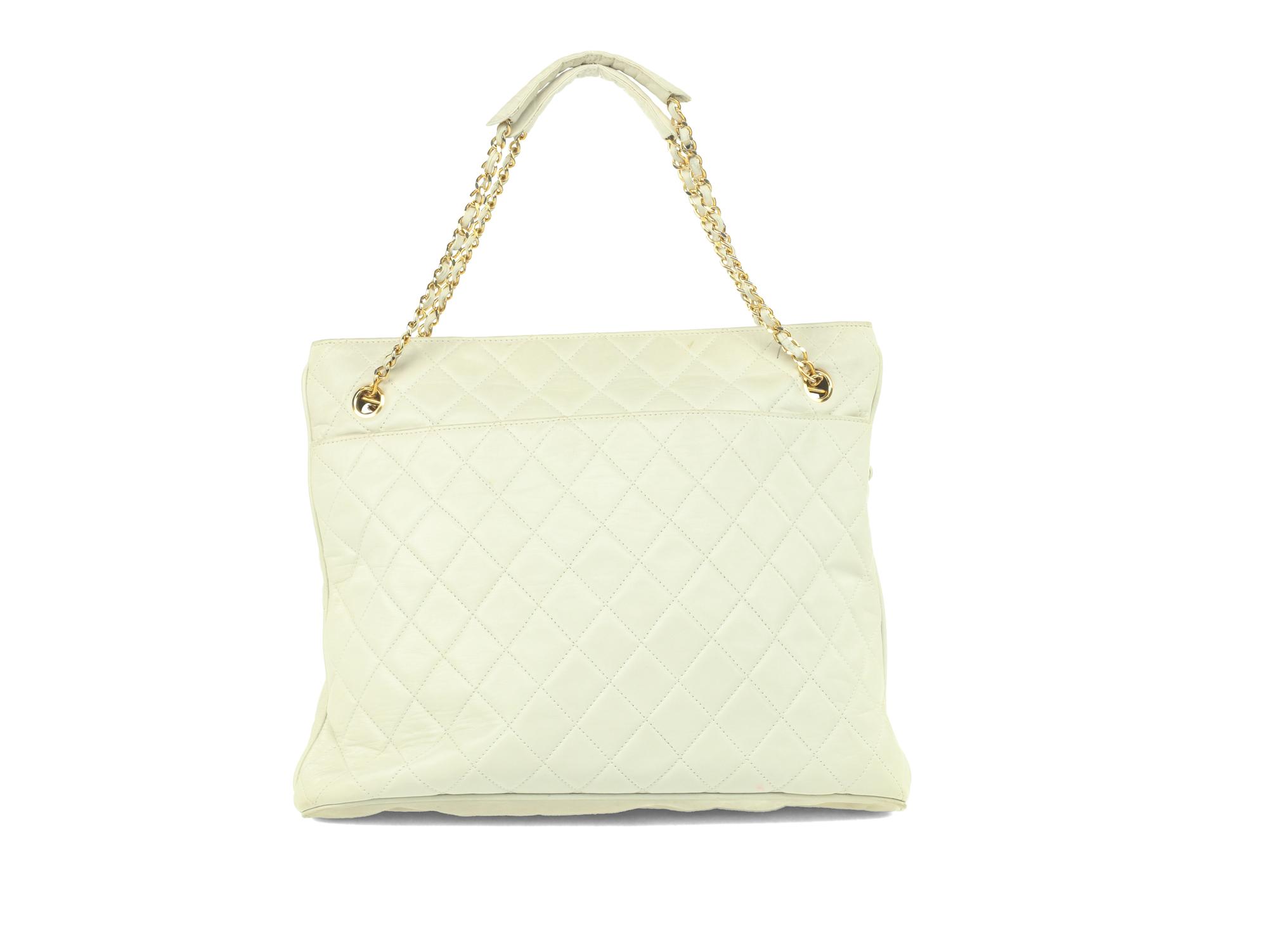 Chanel White Matelassé Tote
