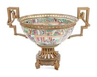 A French Gilt Bronze-Mounted Famille Rose Porcelain Centerpiece Bowl