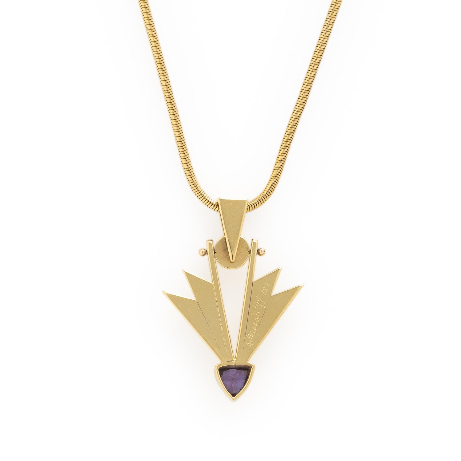 Aaron Macsai, Yellow Gold and Tanzanite Necklace