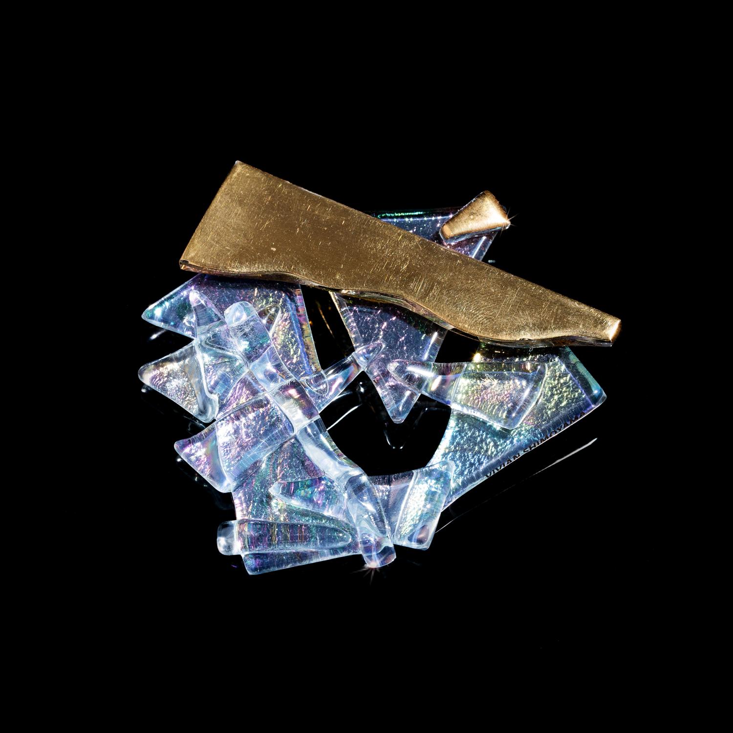 VIVIAN SHIMOYAMA, 'BREAKING THE GLASS CEILING', GLASS AND GOLD FOIL PIN
