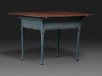 A Country Queen Anne Blue Painted and Red-Stained Walnut Tavern Table