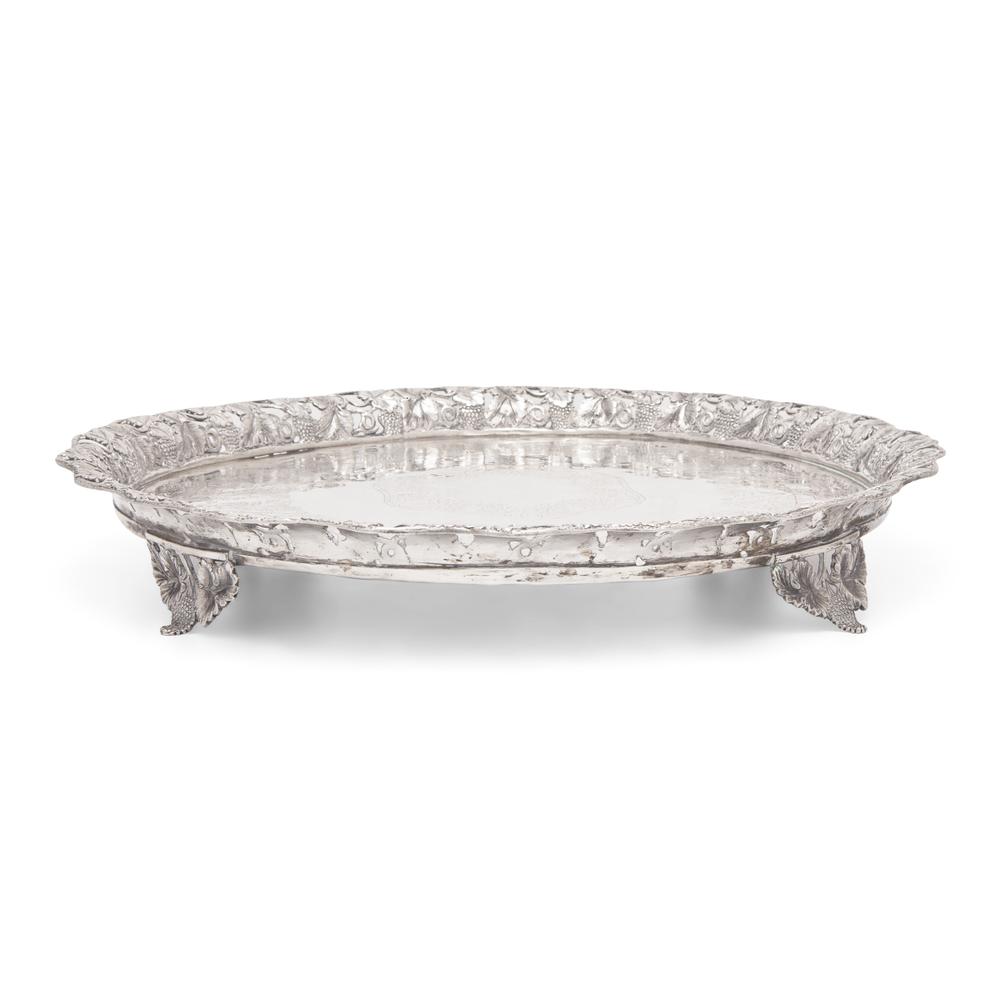 A Portuguese Silver Reticulated and Footed Tray